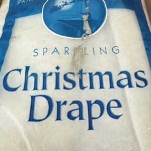 Vintage Snow Tex Sparkling Christmas Drape 36”x 60” Polyester Flame Resistant